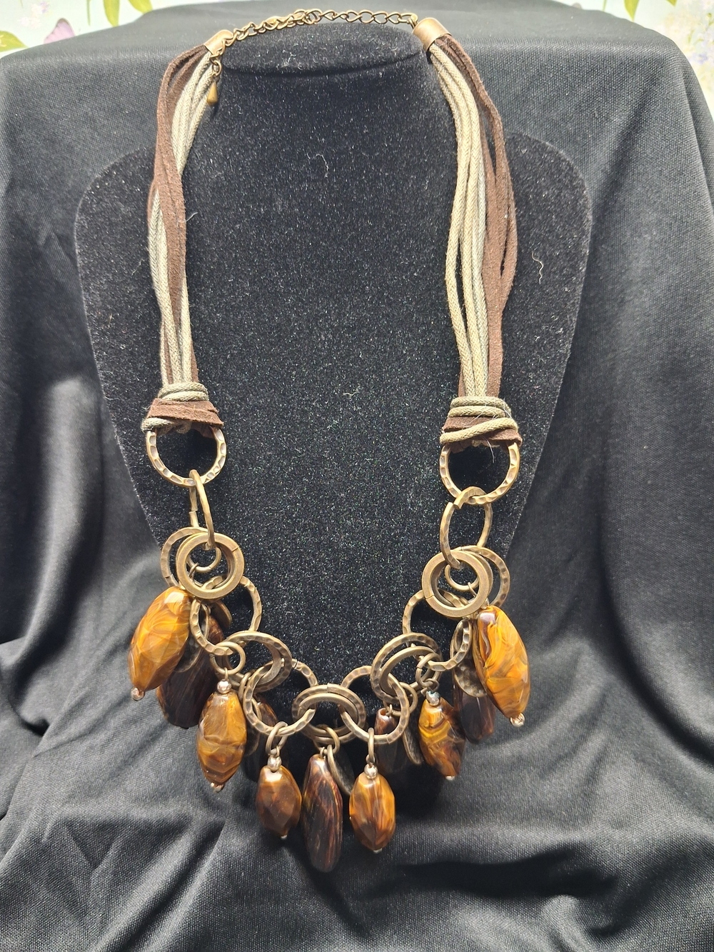 Brown & Gold Statement Necklace - Women Jewelry